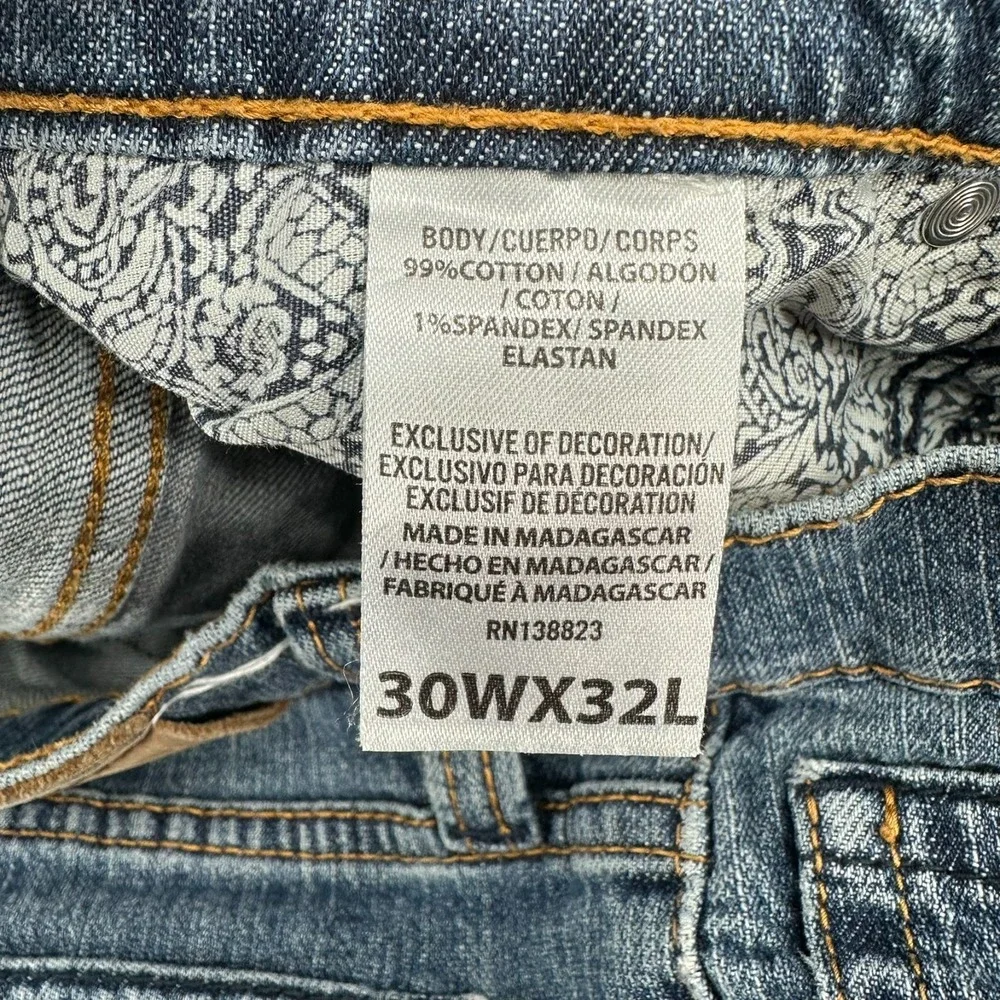Cody James Straight Jeans Mens 30Wx32L‎ Blue Denim Whisker Mid Rise Stretch Logo